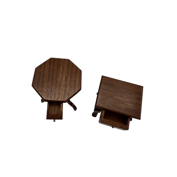 Wood Dollhouse Corner Cabinet, Chest & 2 Side Tables Vintage Lot Unmarked 1:12 - Picture 7 of 8